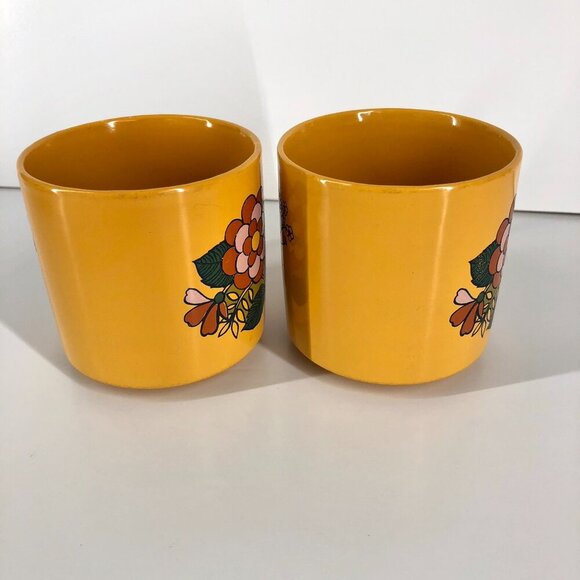 CARTWRIGHT & EDWARDS Vintage 4 Pce Yellow Orange Floral Midcentury Cup & Saucer - Picture 9 of 16